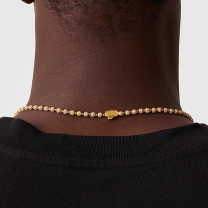 Iced Ball Pendant Necklace (Goud) 4mm