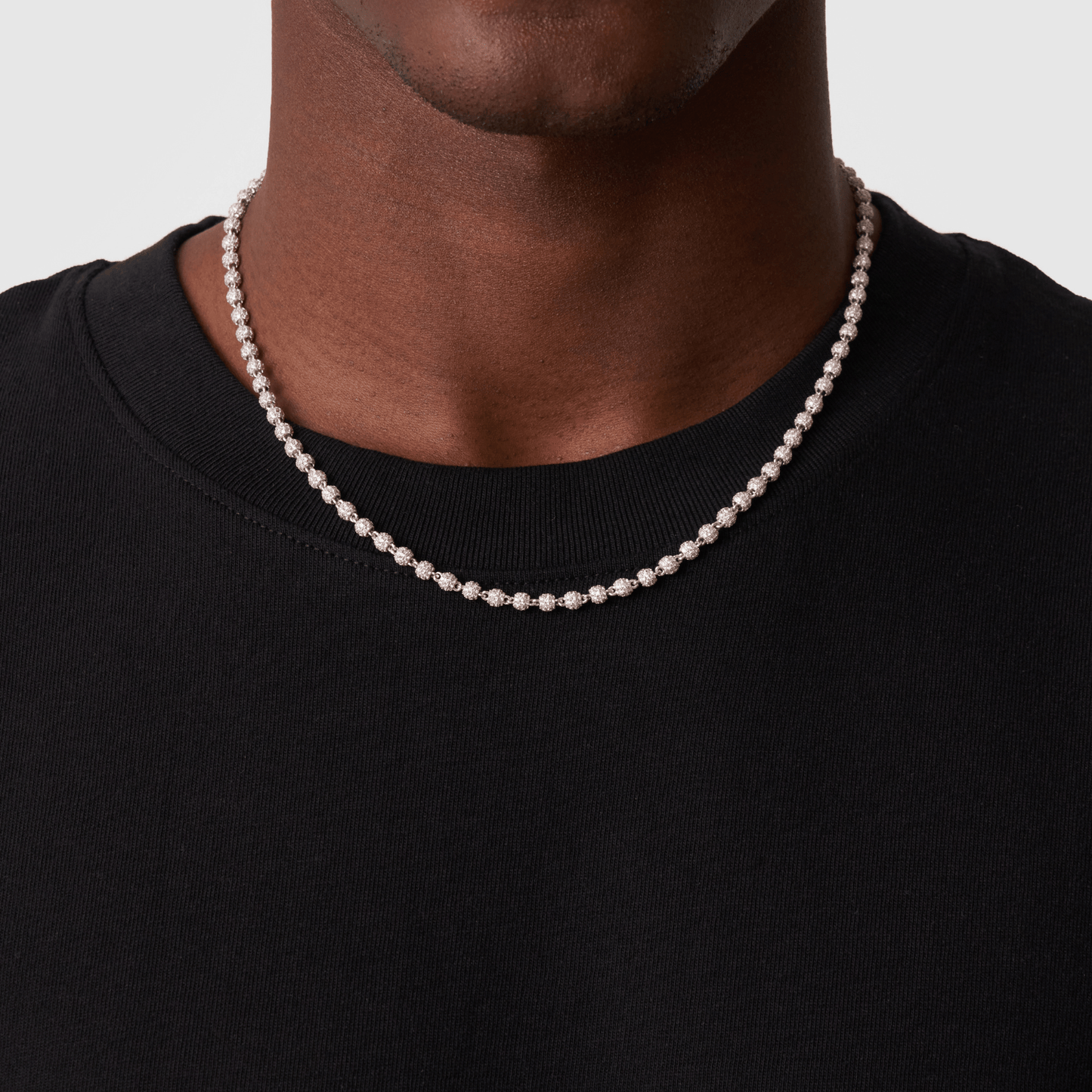 Iced Ball Pendant Necklace (Zilver) 4mm