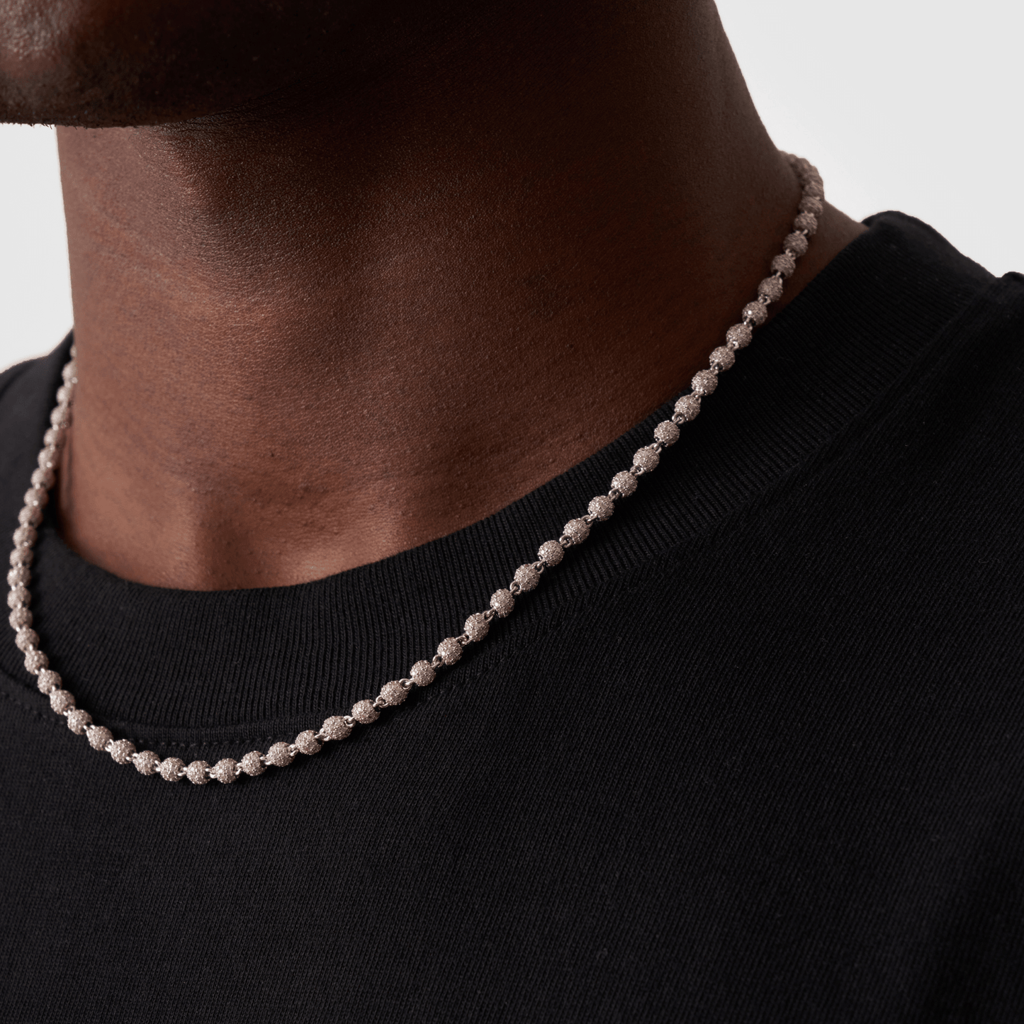 Iced Ball Pendant Necklace (Zilver) 4mm