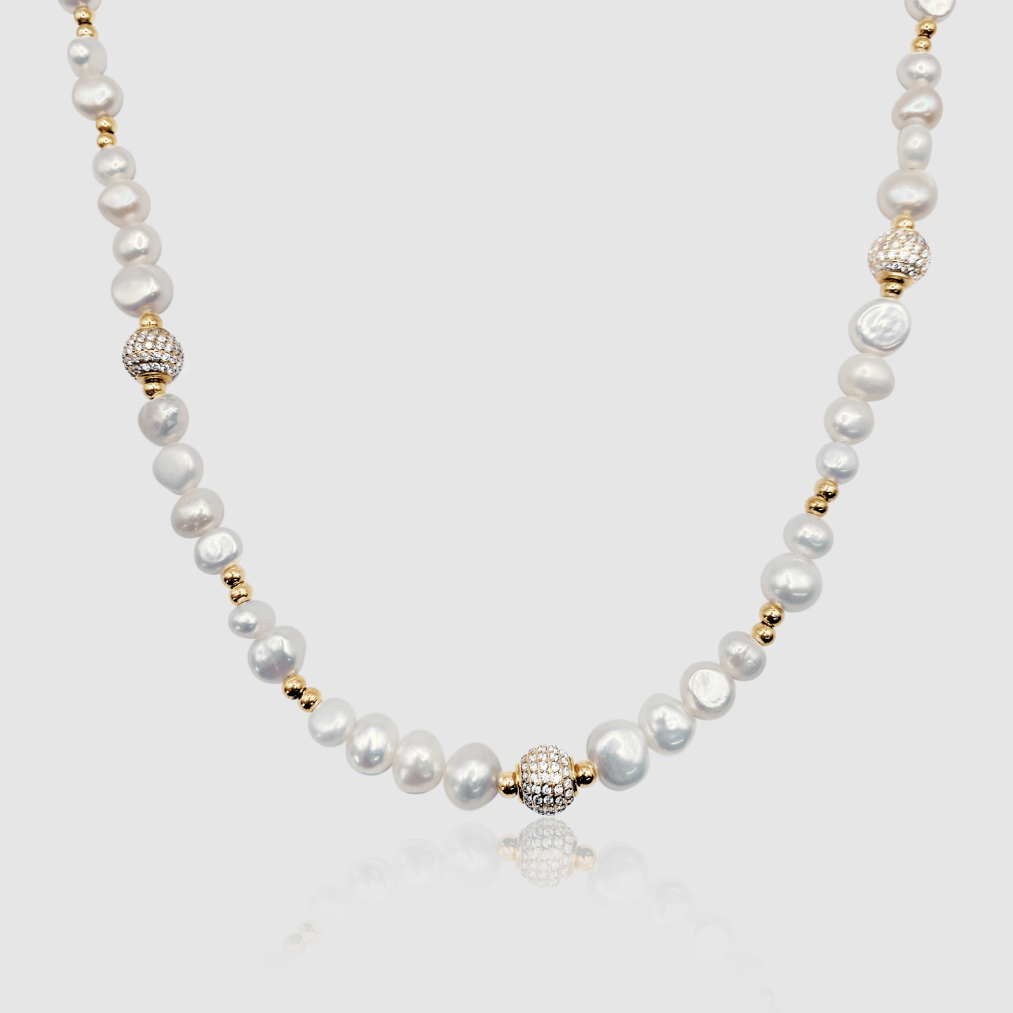 Iced Beaded Echt Parel Halsketting (Goud)
