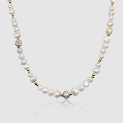 Iced Beaded Echt Parel Halsketting (Goud)