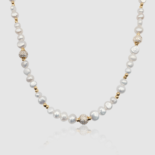 Iced Beaded Echt Parel Halsketting (Goud)