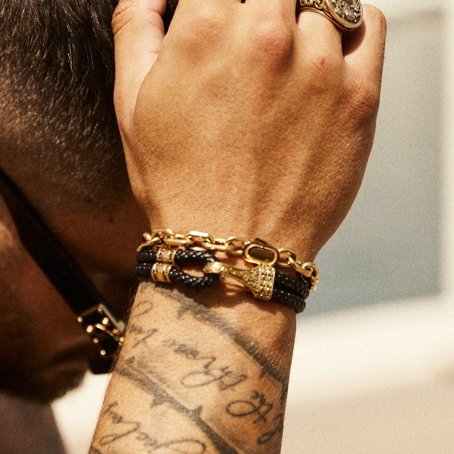 Leren Touw Armband (Goud)