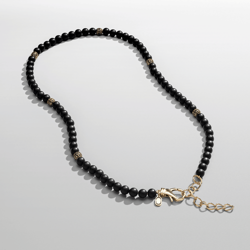 Matte Onyx Kralenketting (Goud)
