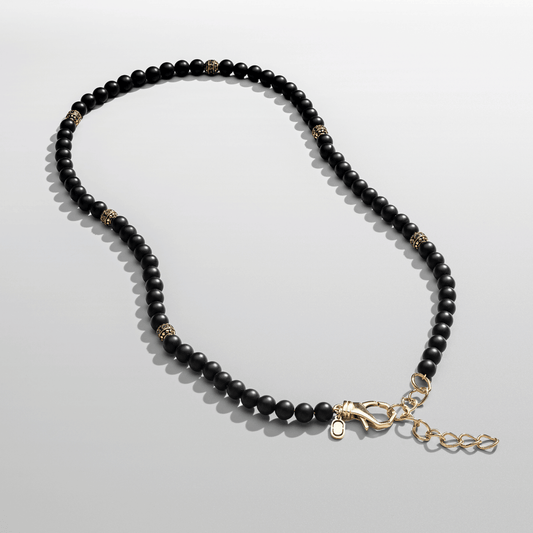 Matte Onyx Kralenketting (Goud)
