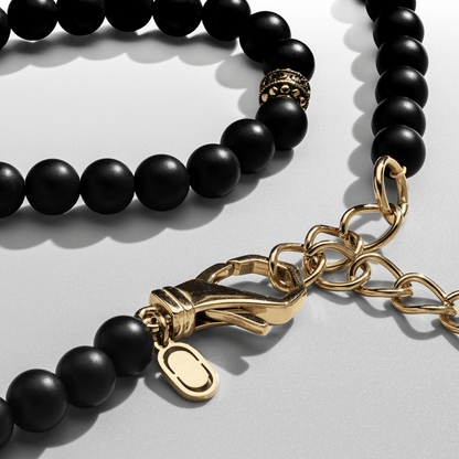 Matte Onyx Kralenketting (Goud)