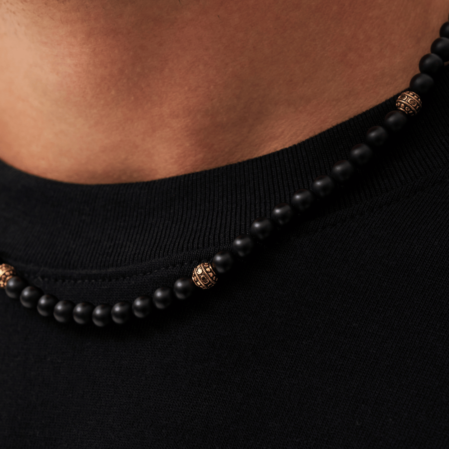 Matte Onyx Kralenketting (Goud)