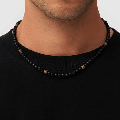 Matte Onyx Kralenketting (Goud)