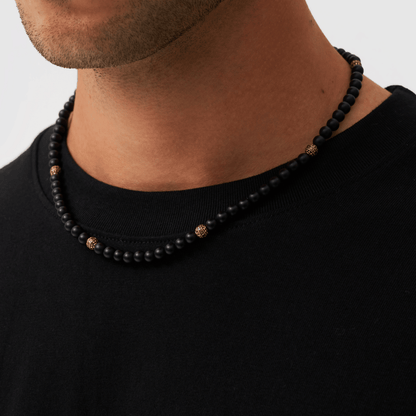 Matte Onyx Kralenketting (Goud)