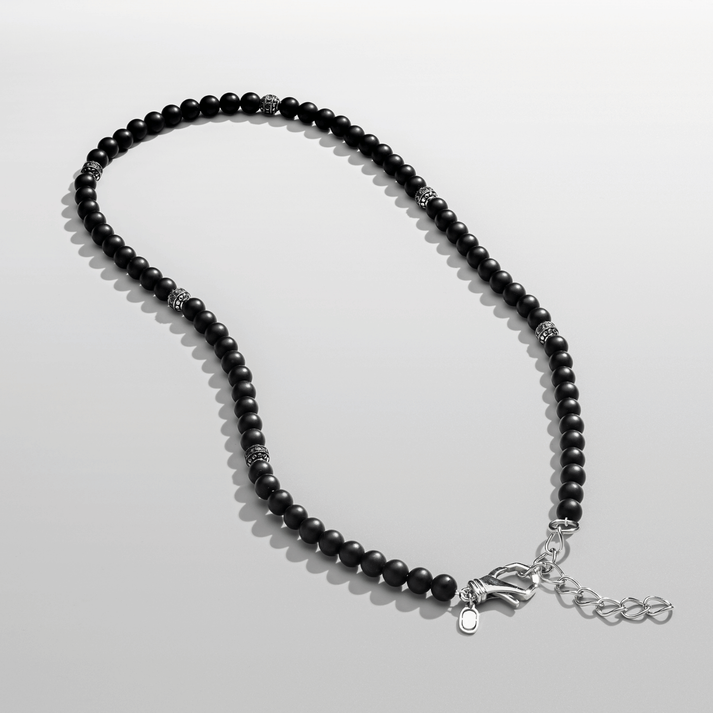 Matte Onyx Kralen Ketting (Zilver)