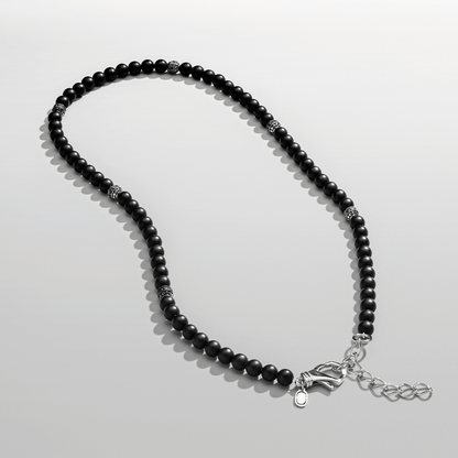 Matte Onyx Kralen Ketting (Zilver)