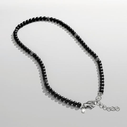 Matte Onyx Kralen Ketting (Zilver)