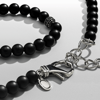 Matte Onyx Kralen Ketting (Zilver)