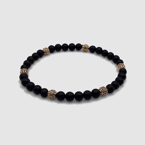 Matte Onyx Steen Armband (Goud)