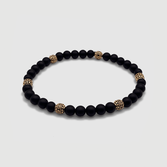 Matte Onyx Steen Armband (Goud)