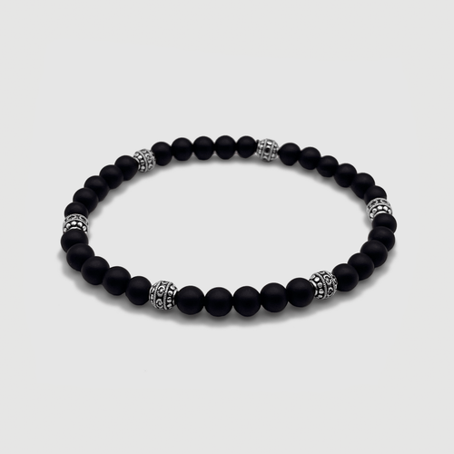 Matte Onyx Steen Armband (Zilver)