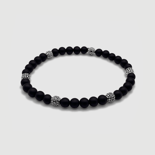 Matte Onyx Steen Armband (Zilver)