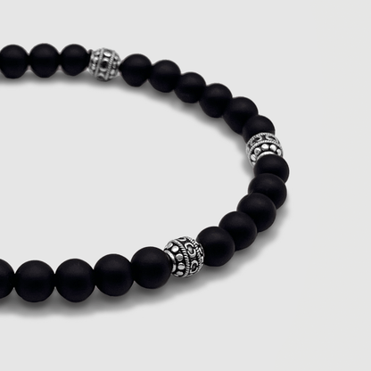 Matte Onyx Steen Armband (Zilver)