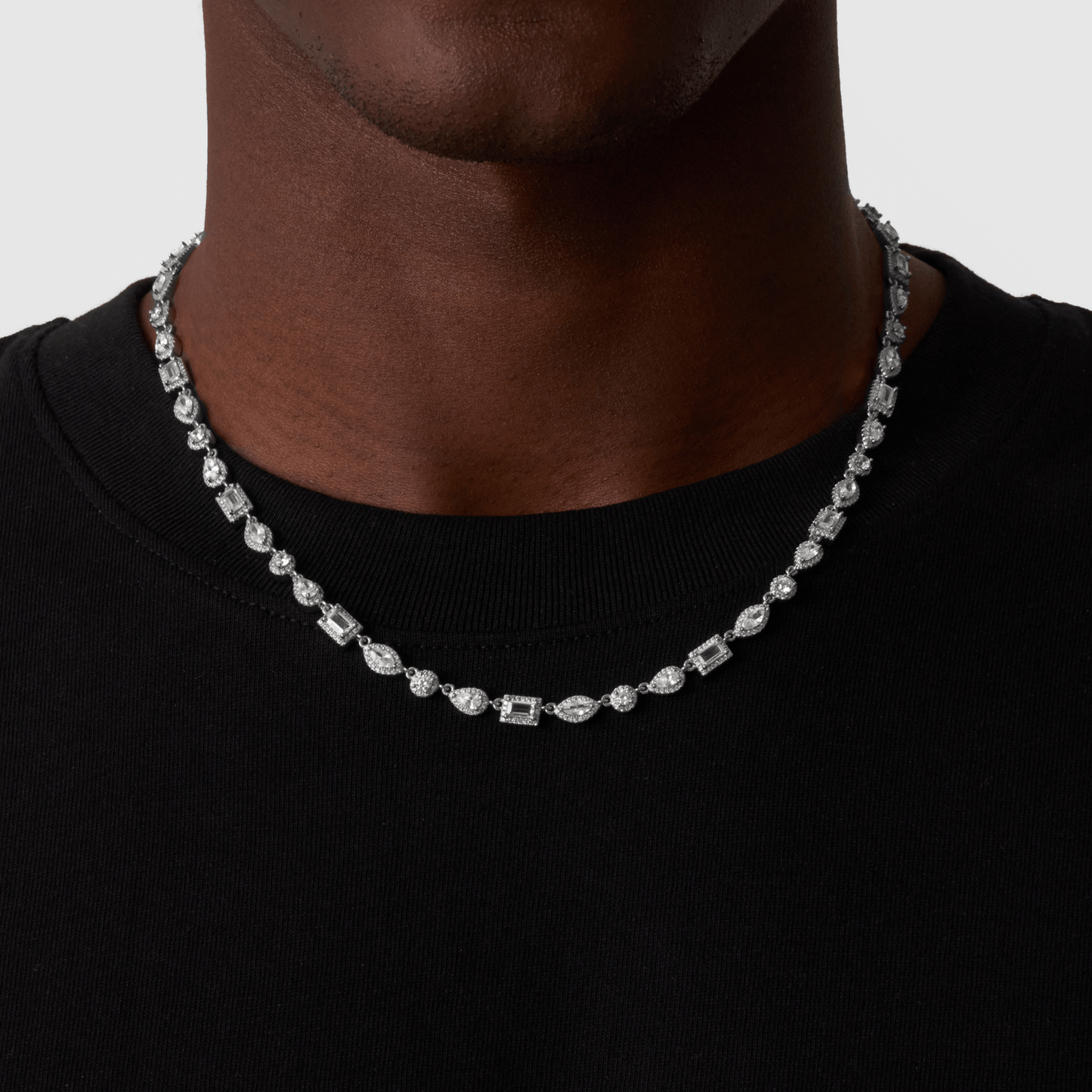 Gemengde Cluster Verlinkte Ketting (Zilver)
