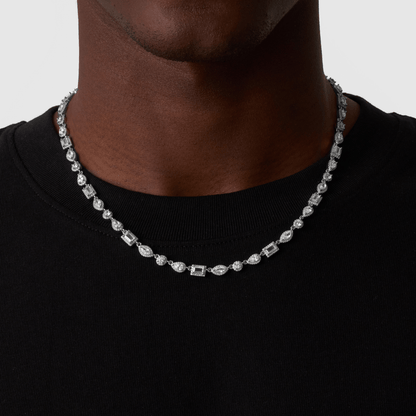 Gemengde Cluster Verlinkte Ketting (Zilver)