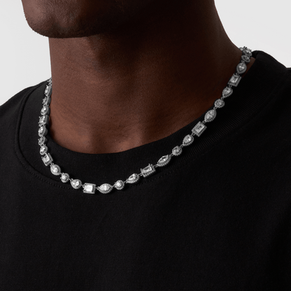 Gemengde Cluster Verlinkte Ketting (Zilver)