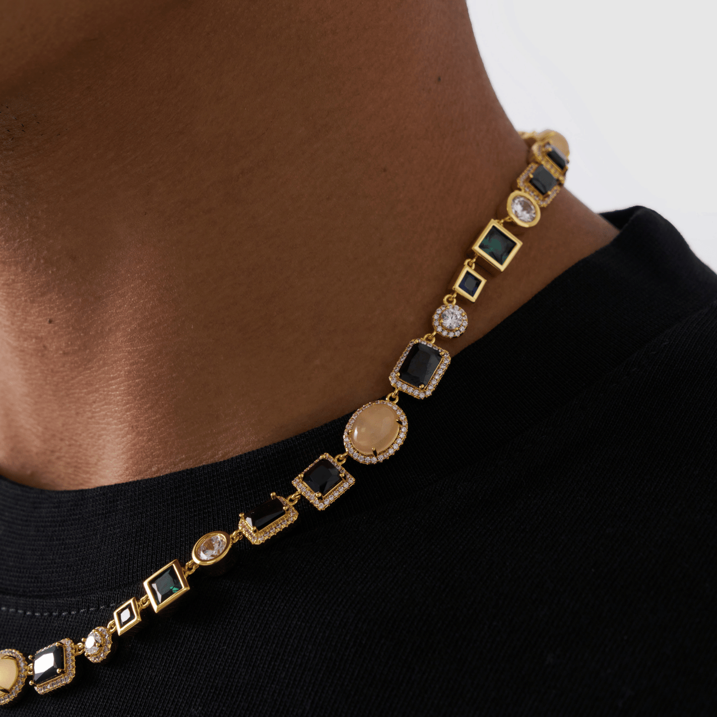 Onyx Edelsteen Halsketting (Goud)