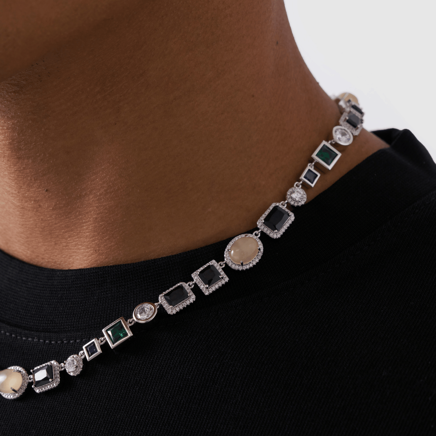 Onyx Edelsteen Ketting (Zilver)