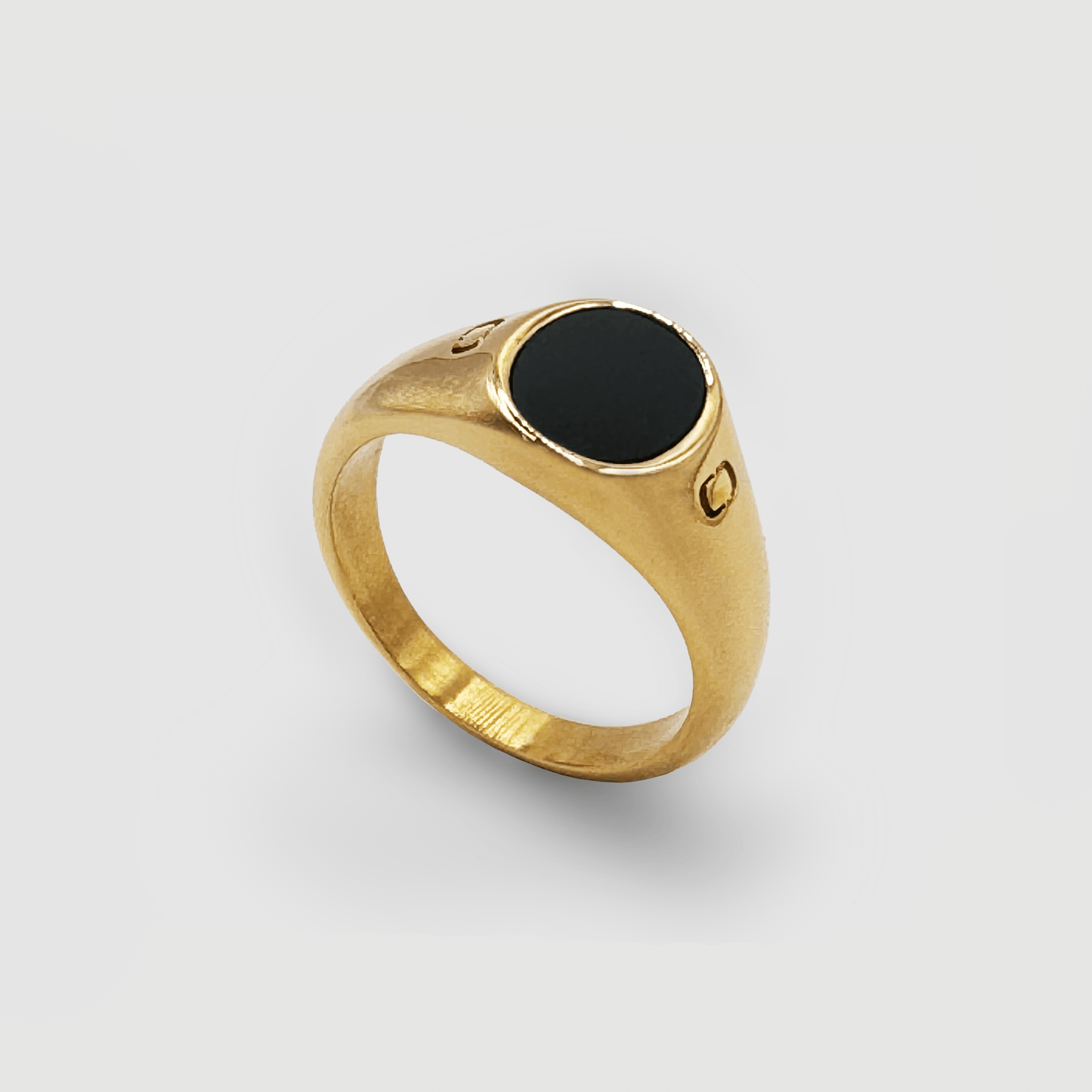 Onyx Ovale Steen Signet Ring (Goud)