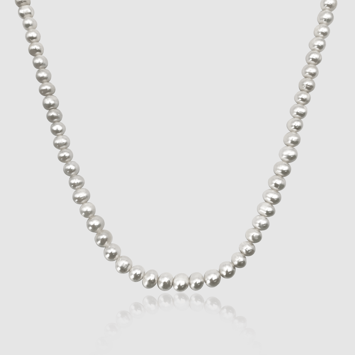 Ronde Echte Parel Ketting (Zilver)