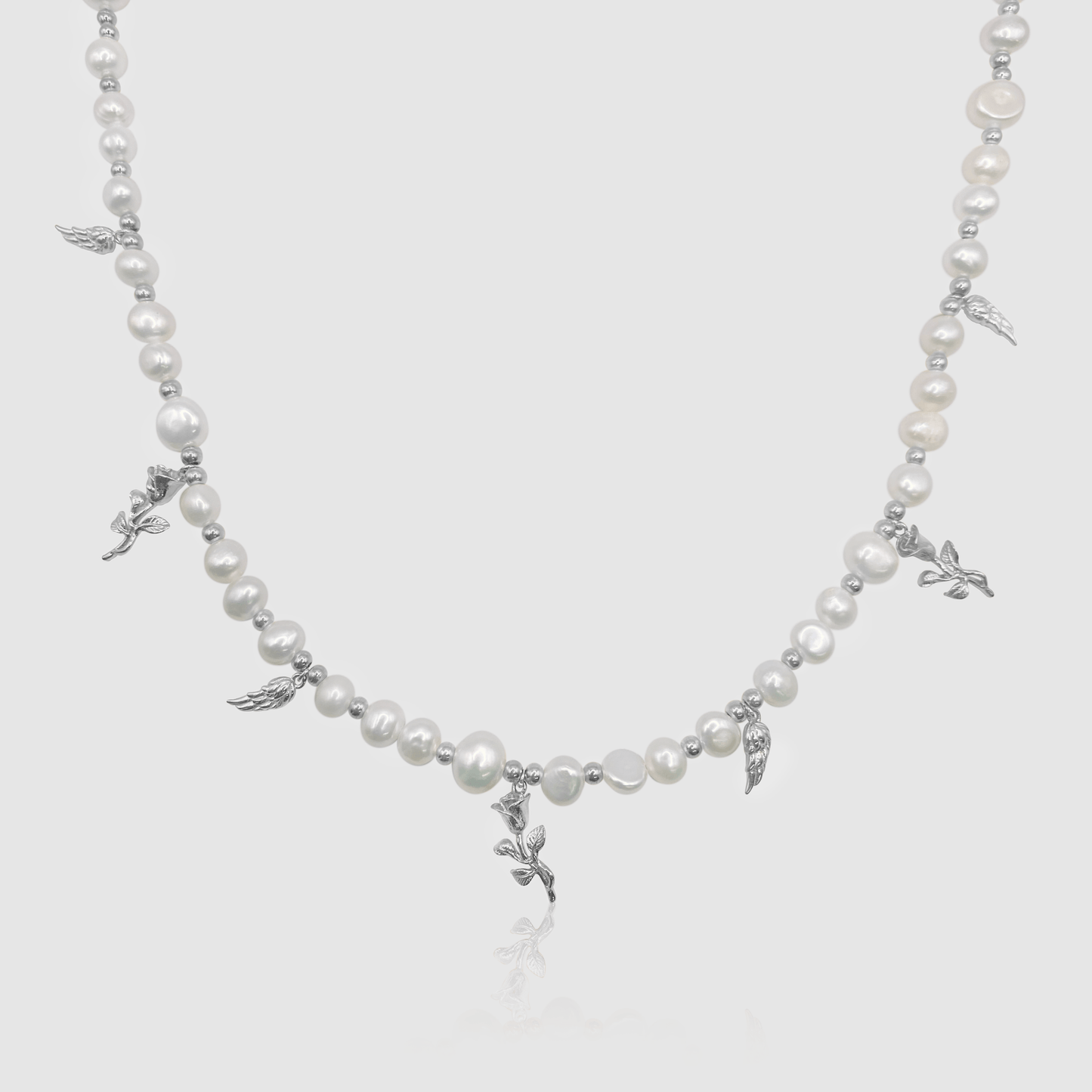 Hangende Echte Parelketting (Zilver)