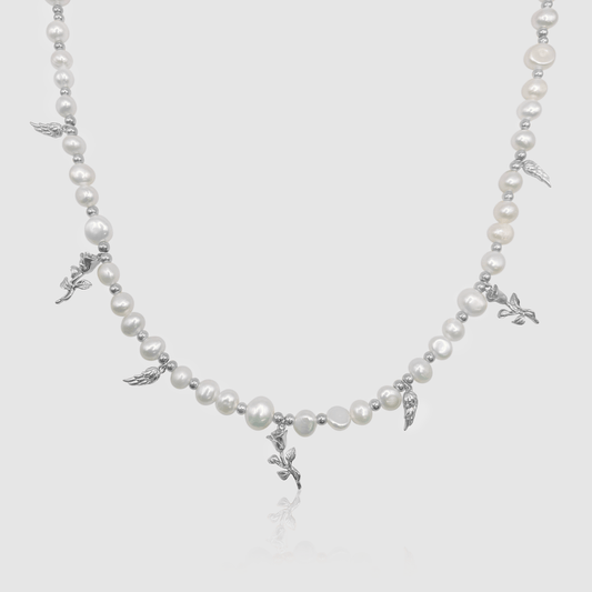 Hangende Echte Parelketting (Zilver)