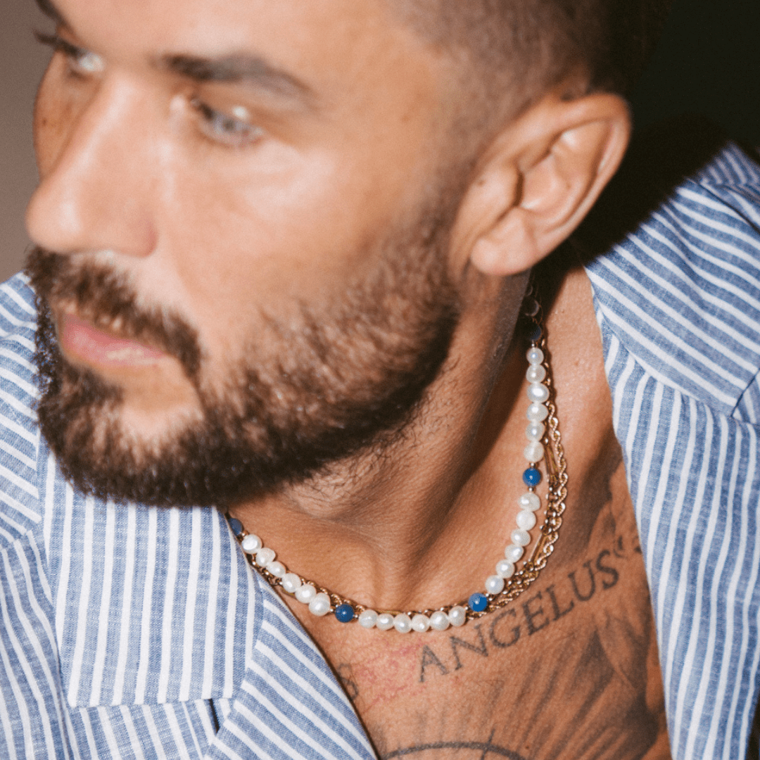 Kobalt Blauw - Echte Parel Ketting