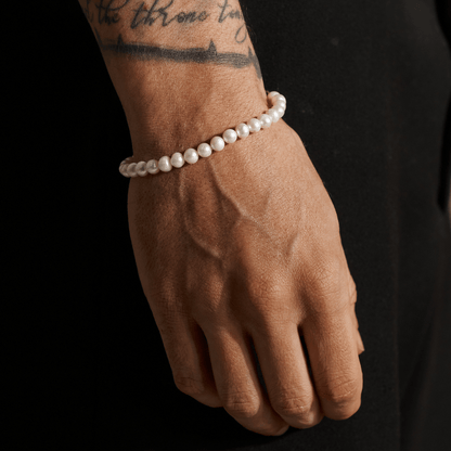 Ronde Echte Parel Armband (Zilver)