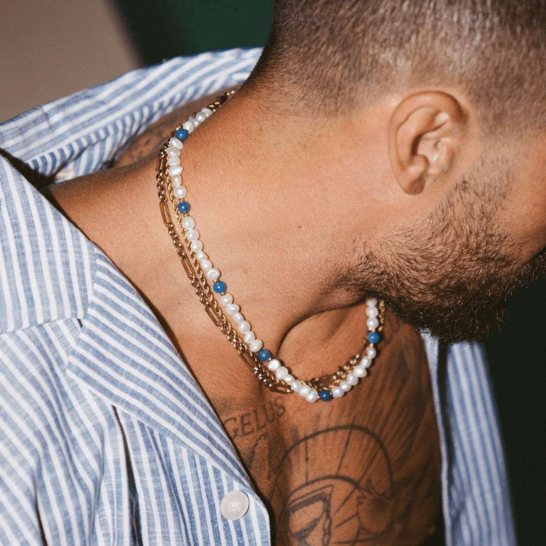 Kobalt Blauw - Echte Parel Ketting