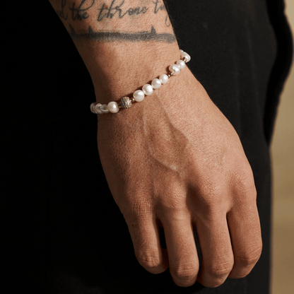 Iced Beaded Echte Parels Armband (Goud)
