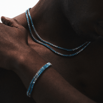 Blauwe Tennisarmband (Zilver) 3mm