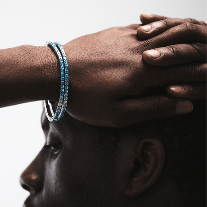 Blauwe Tennisarmband (Zilver) 3mm