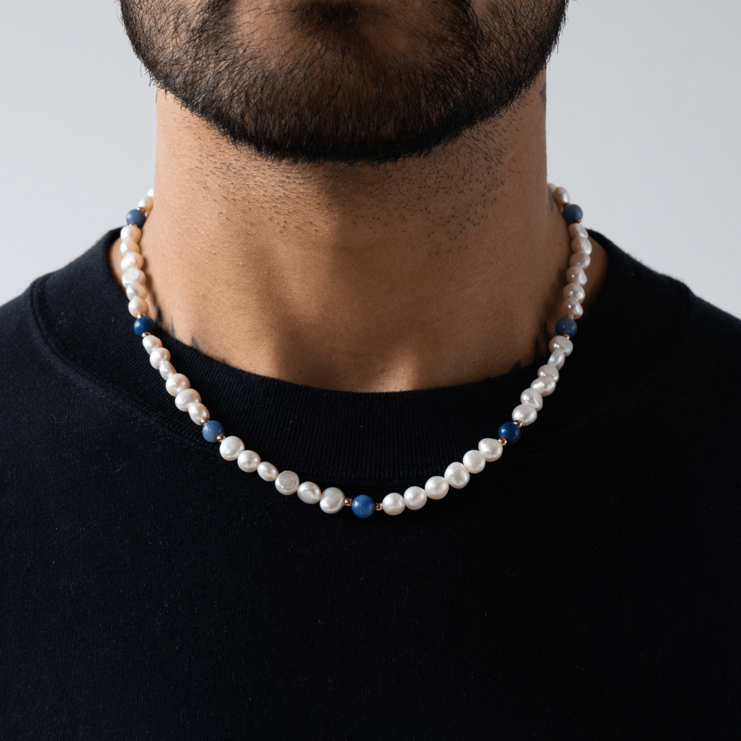 Kobalt Blauw - Echte Parel Ketting