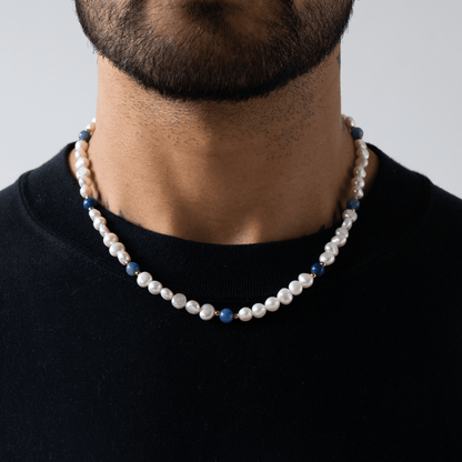 Kobalt Blauw - Echte Parel Ketting