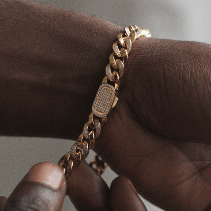 Half Iced Cuban Bracelet (Goud) 8mm