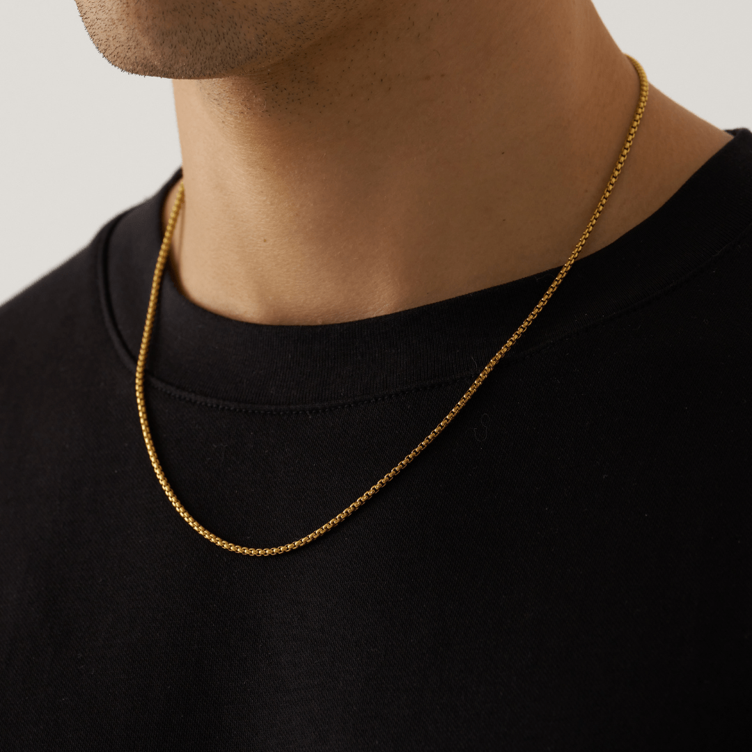 Ronde Box Ketting (Goud) 2mm
