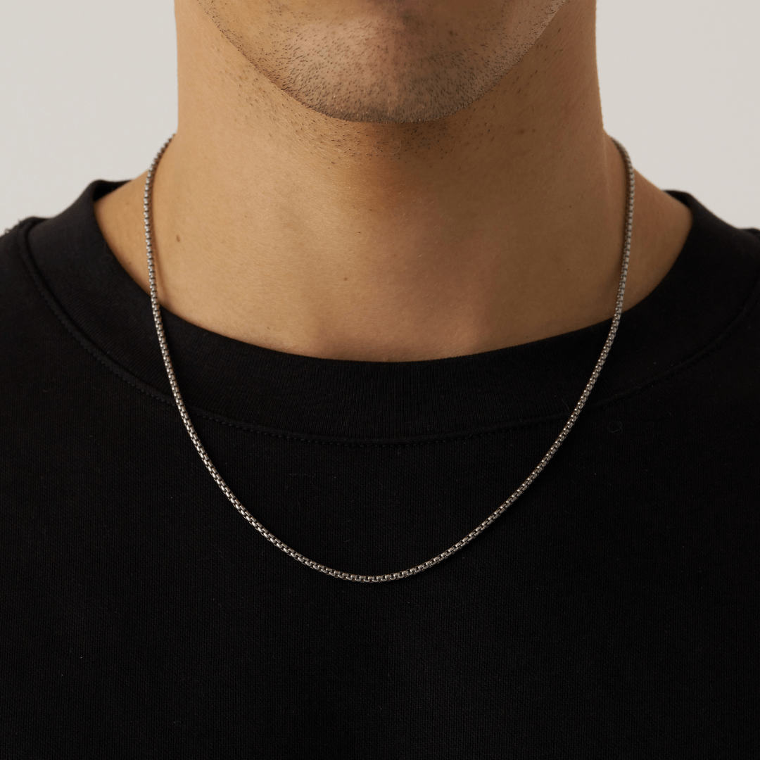 Ronde Box Ketting (Zilver) 2mm