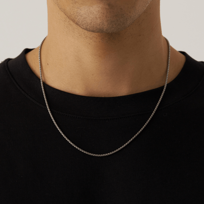 Ronde Box Ketting (Zilver) 2mm