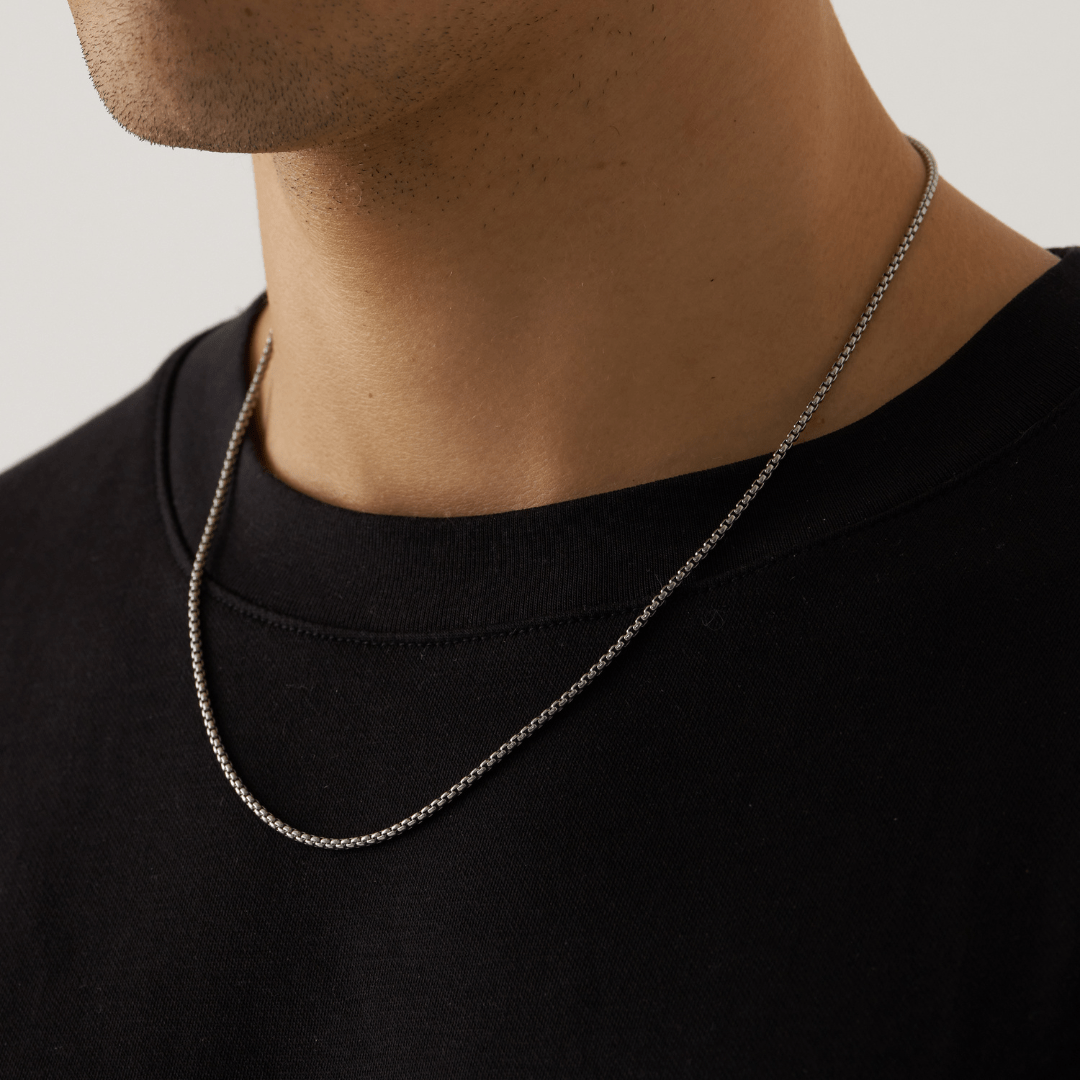 Ronde Box Ketting (Zilver) 2mm