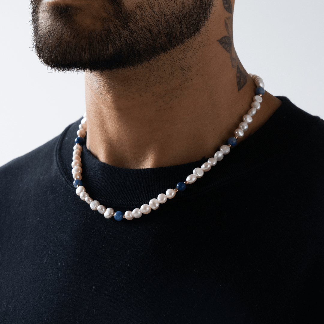 Kobalt Blauw - Echte Parel Ketting