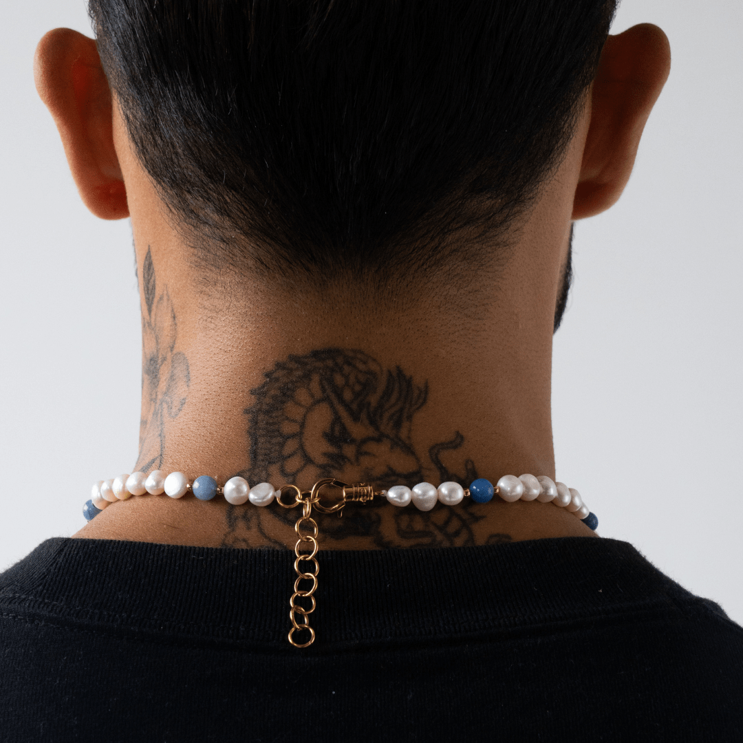 Kobalt Blauw - Echte Parel Ketting