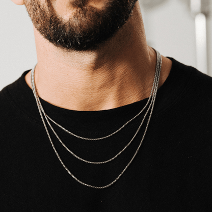 Ronde Box Ketting (Zilver) 2mm