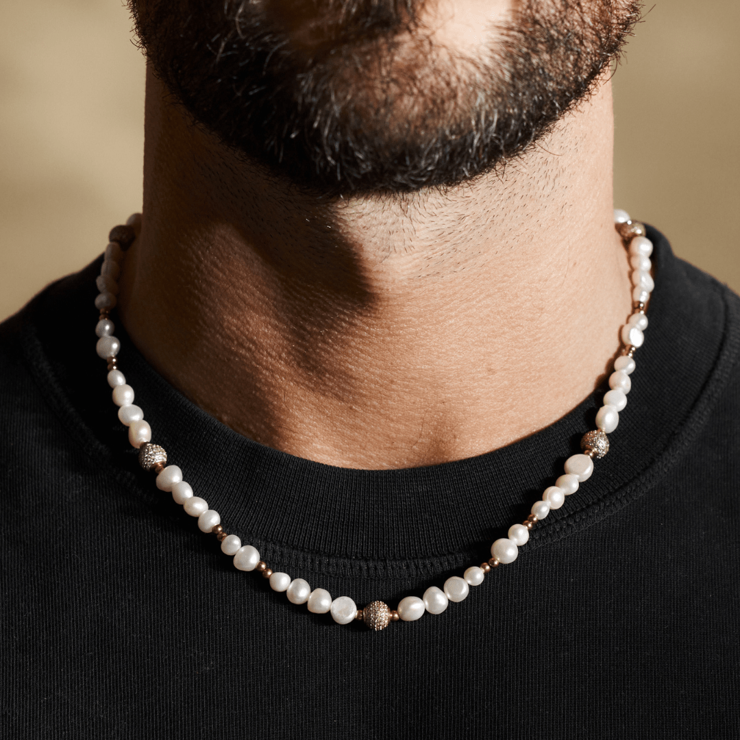 Iced Beaded Echt Parel Halsketting (Goud)
