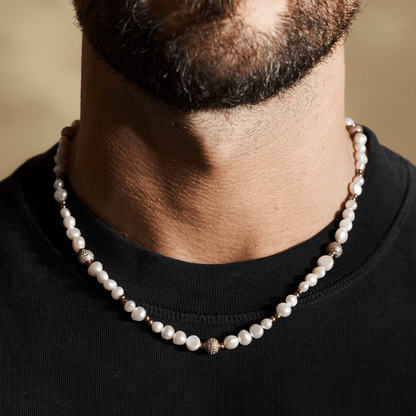 Iced Beaded Echt Parel Halsketting (Goud)