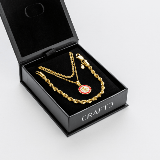 Emaille Sint Christoffel Cadeauset (Goud)